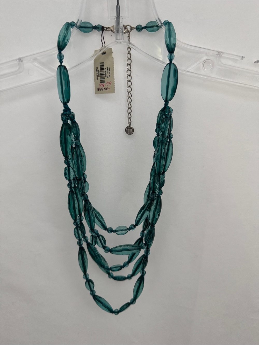 Talbots Teal Multi-Strand Beaded Necklace Clasp Closure